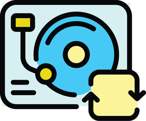 Poster - Music backup icon. Outline Music backup vector icon for web design isolated on white background color flat