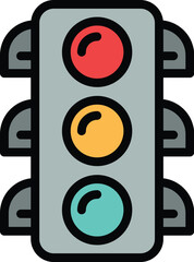 Poster - Road traffic lights icon. Outline Road traffic lights vector icon for web design isolated on white background color flat