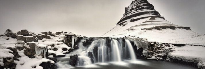 Sticker - Waterfalls at Kirkjufellfoss Iceland - Generative AI