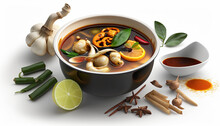Thai Food. Tom Yam Kung Or Tom Yum, Tom Yam Is A Spicy Clear Soup Typical In Thailand - Generative AI