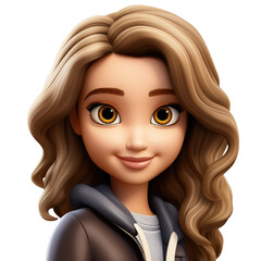 Wall Mural - Memoji european lucky girl on transparent background. PNG. Emoji, ai