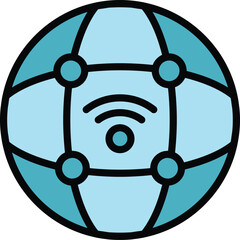 Poster - Global wifi internet icon. Outline Global wifi internet vector icon for web design isolated on white background color flat