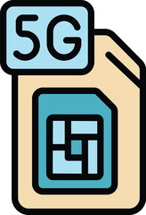 Poster - 5g network sim icon. Outline 5g network sim vector icon for web design isolated on white background color flat