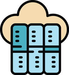 Poster - Server data cloud icon. Outline Server data cloud vector icon for web design isolated on white background color flat