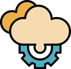 Poster - Data cloud internet icon. Outline Data cloud internet vector icon for web design isolated on white background color flat
