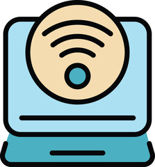 Poster - laptop wifi icon. outline laptop wifi vector icon for web design isolated on white background color 