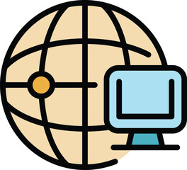 Poster - Global internet icon. Outline Global internet vector icon for web design isolated on white background color flat
