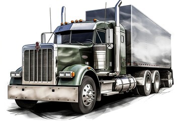 Poster - a truck with a trailer isolated on a white background. Generated by AI.