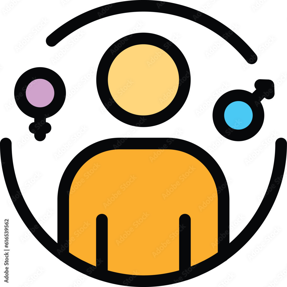 Gender identity freedom icon. Outline Gender identity freedom vector icon for web design isolated on white background color flat