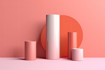 Poster - Illustration of three cylindrical objects on a pink background