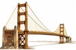© Fotograf - golden gate isolated on white background. Generated by AI