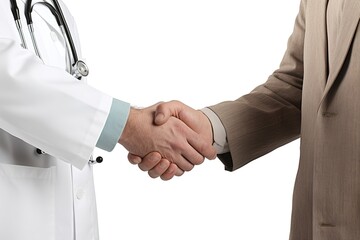 Poster - doctor hand shake isolated on white background. AI generated