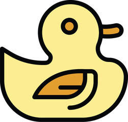 Sticker - Bath duck icon. Outline Bath duck vector icon for web design isolated on white background color flat
