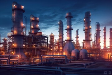 Poster - petrochemical plant. Generated by AI.