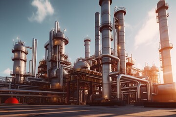 Poster - petrochemical plant. Generated by AI.