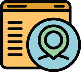 Poster - Location search engine icon. Outline Location search engine vector icon for web design isolated on white background color flat