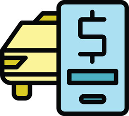 Poster - Taximeter phone icon. Outline Taximeter phone vector icon for web design isolated on white background color flat