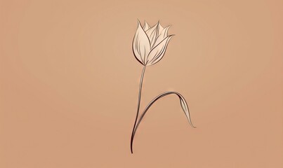 Sticker -  a single white flower on a pink background with a brown background.  generative ai