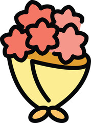Poster - Summer flower bouquet icon. Outline Summer flower bouquet vector icon for web design isolated on white background color flat
