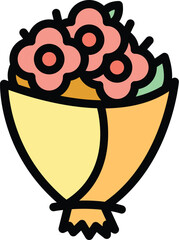 Poster - Holiday flower bouquet icon. Outline Holiday flower bouquet vector icon for web design isolated on white background color flat