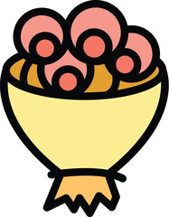 Poster - Decorative flower bouquet icon. Outline Decorative flower bouquet vector icon for web design isolated on white background color flat