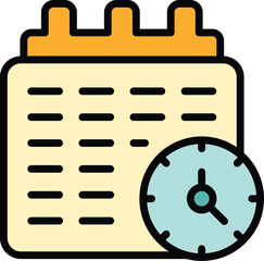 Poster - Late work calendar icon. Outline Late work calendar vector icon for web design isolated on white background color flat