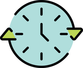 Poster - Late work timing icon. Outline Late work timing vector icon for web design isolated on white background color flat