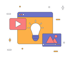 Poster - Digital marketing design, video creation idea concept. Perfect vector graphics