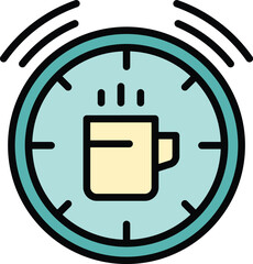 Poster - Late work tea time icon. Outline Late work tea time vector icon for web design isolated on white background color flat