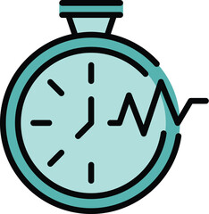 Poster - Late work stopwatch icon. Outline Late work stopwatch vector icon for web design isolated on white background color flat