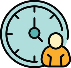 Poster - Person work time icon. Outline Person work time vector icon for web design isolated on white background color flat