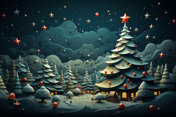 christmas tree in the snow ai generative