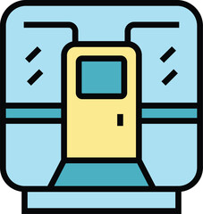 Poster - Metro train door icon. Outline Metro train door vector icon for web design isolated on white background color flat