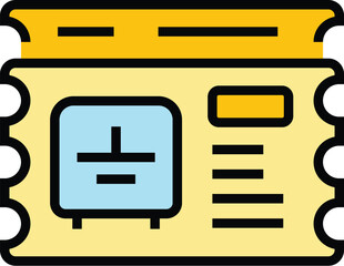 Poster - Metro carton ticket icon. Outline Metro carton ticket vector icon for web design isolated on white background color flat