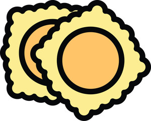 Poster - Ravioli restaurant icon. Outline Ravioli restaurant vector icon for web design isolated on white background color flat