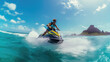 Jet ski extreme water sports concept art, water scooter dynamic scene