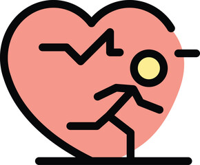 Poster - Runner heart rate icon. Outline Runner heart rate vector icon for web design isolated on white background color flat