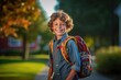 © DesignVectX - A young boy's first day at school. Generative AI