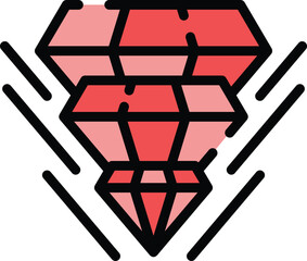 Poster - Diamond gemstone hologram projection icon. Outline Diamond gemstone hologram projection vector icon for web design isolated on white background color flat