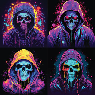 a creepy gloomy tenebrouse spooky hooded skull