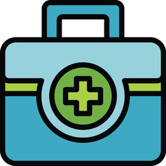 Sticker - Campsite first aid kit icon. Outline Campsite first aid kit vector icon for web design isolated on white background color flat