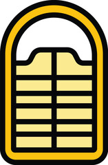 Poster - Campsite sleeping bag icon. Outline Campsite sleeping bag vector icon for web design isolated on white background color flat