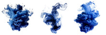 Navy blue color paint splash ink cloud in water isolated transparent - Generative AI