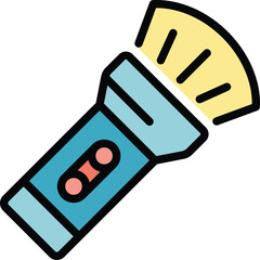 Poster - Campsite flashlight icon. Outline Campsite flashlight vector icon for web design isolated on white background color flat