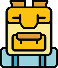 Poster - Campsite backpack icon. Outline Campsite backpack vector icon for web design isolated on white background color flat