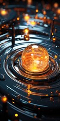 a glass ball on a black surface