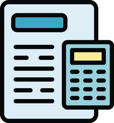 Sticker - Clipboard calculator marketing icon. Outline Clipboard calculator marketing vector icon for web design isolated on white background color flat