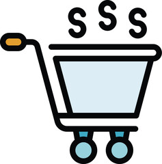 Poster - Shop cart marketing icon. Outline Shop cart marketing vector icon for web design isolated on white background color flat