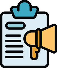 Poster - Clipboard megaphone icon. Outline Clipboard megaphone vector icon for web design isolated on white background color flat