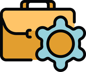 Poster - Management suitcase icon outline vector. Work job. Business project color flat